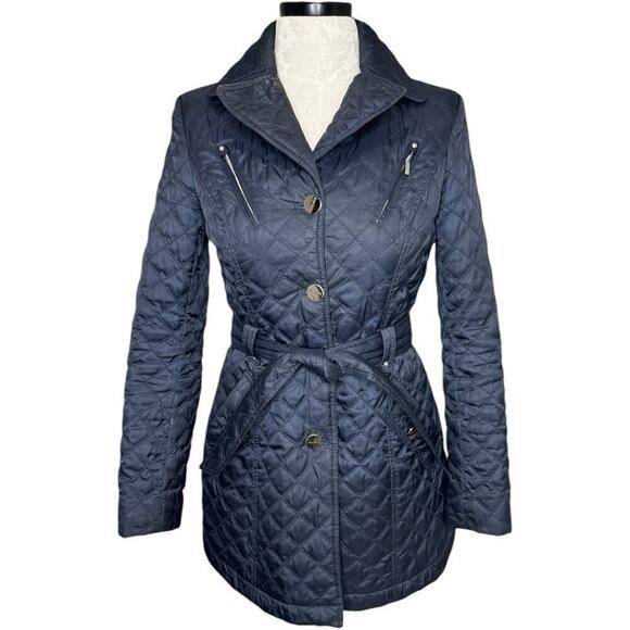 LAUNDRY Quilted Trench  Navy Size 4 - Picture 3 of 8